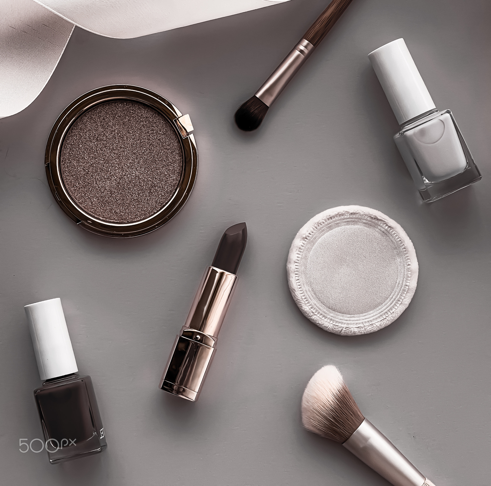 Beauty, make-up and cosmetics flatlay design with copyspace, cosmetic