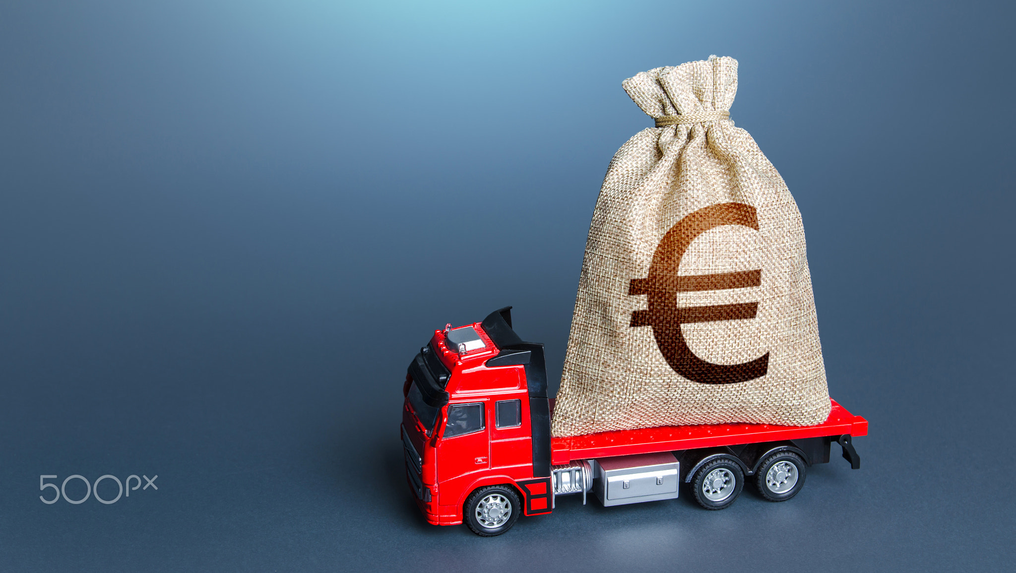 Truck with a euro money bag.