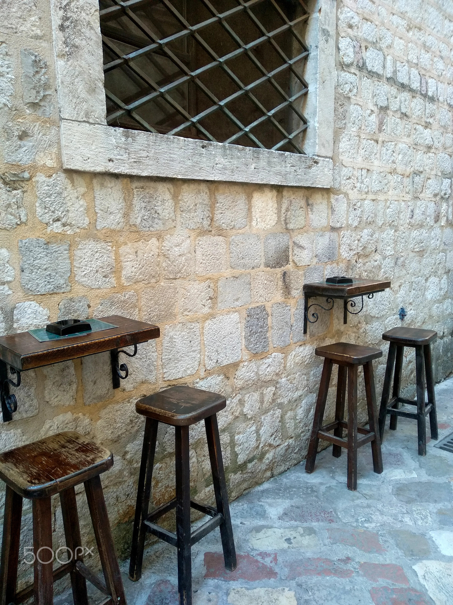 Street view of the old town of Kotor, Montenegro