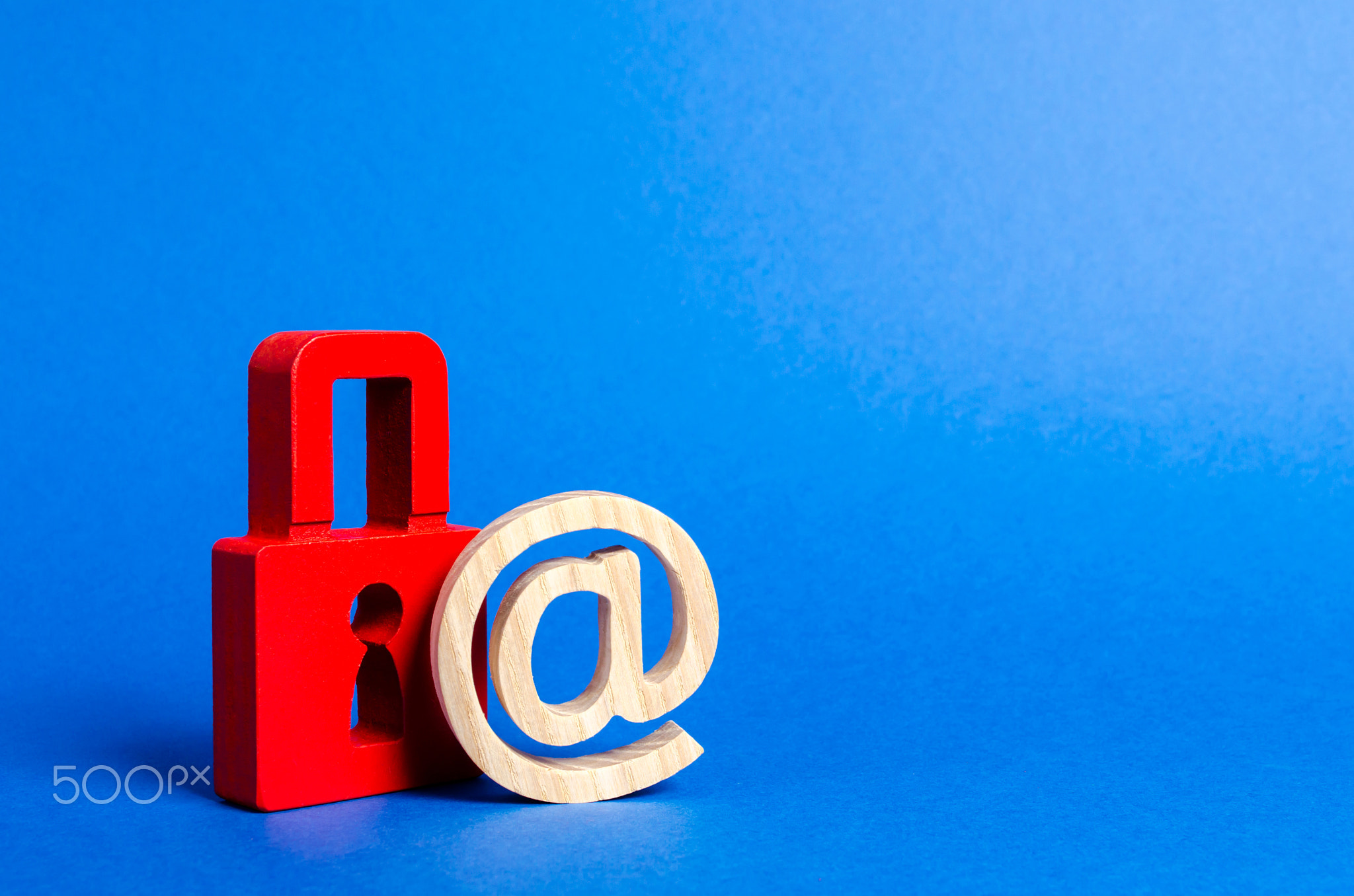 Email symbol and red padlock. 