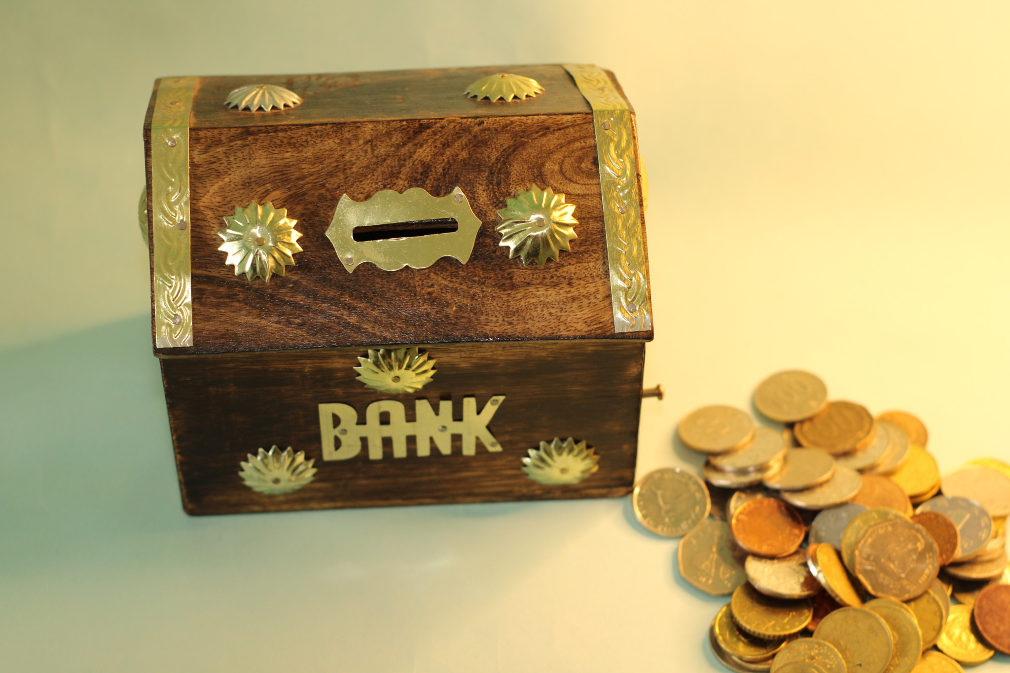 Bank and coin. money Savings concept.
