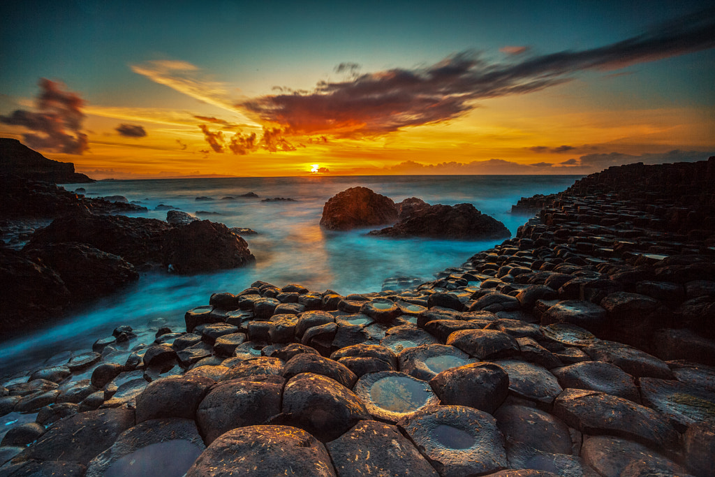 Giants Causeway sunset, N Ireland by Kenny Gibson on 500px.com