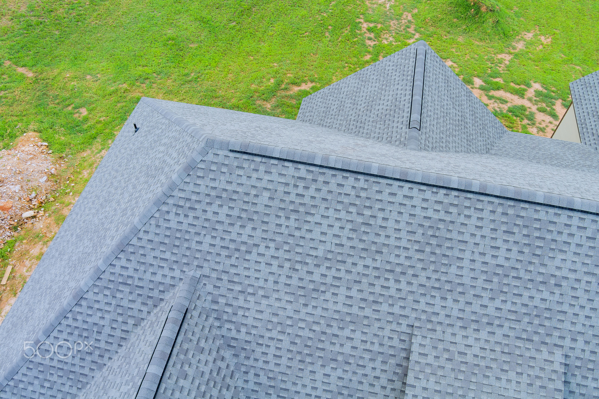 Roofing construction house rooftops covered with asphalt shingles