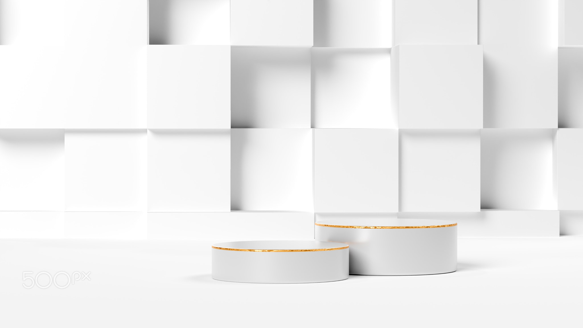 3D Rendering abstract minimal white showcase, mockup for product scene