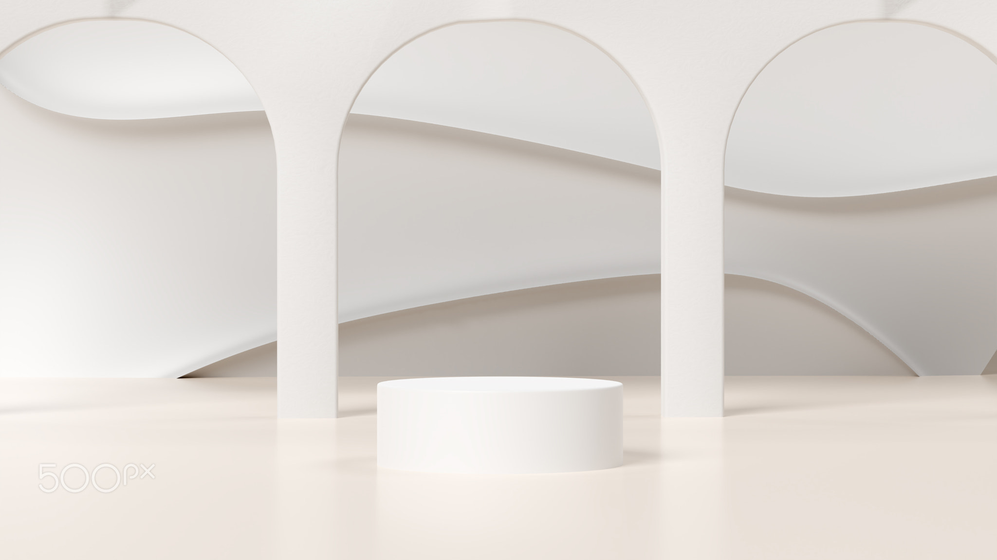 3D Rendering abstract minimal white showcase, mockup for product scene