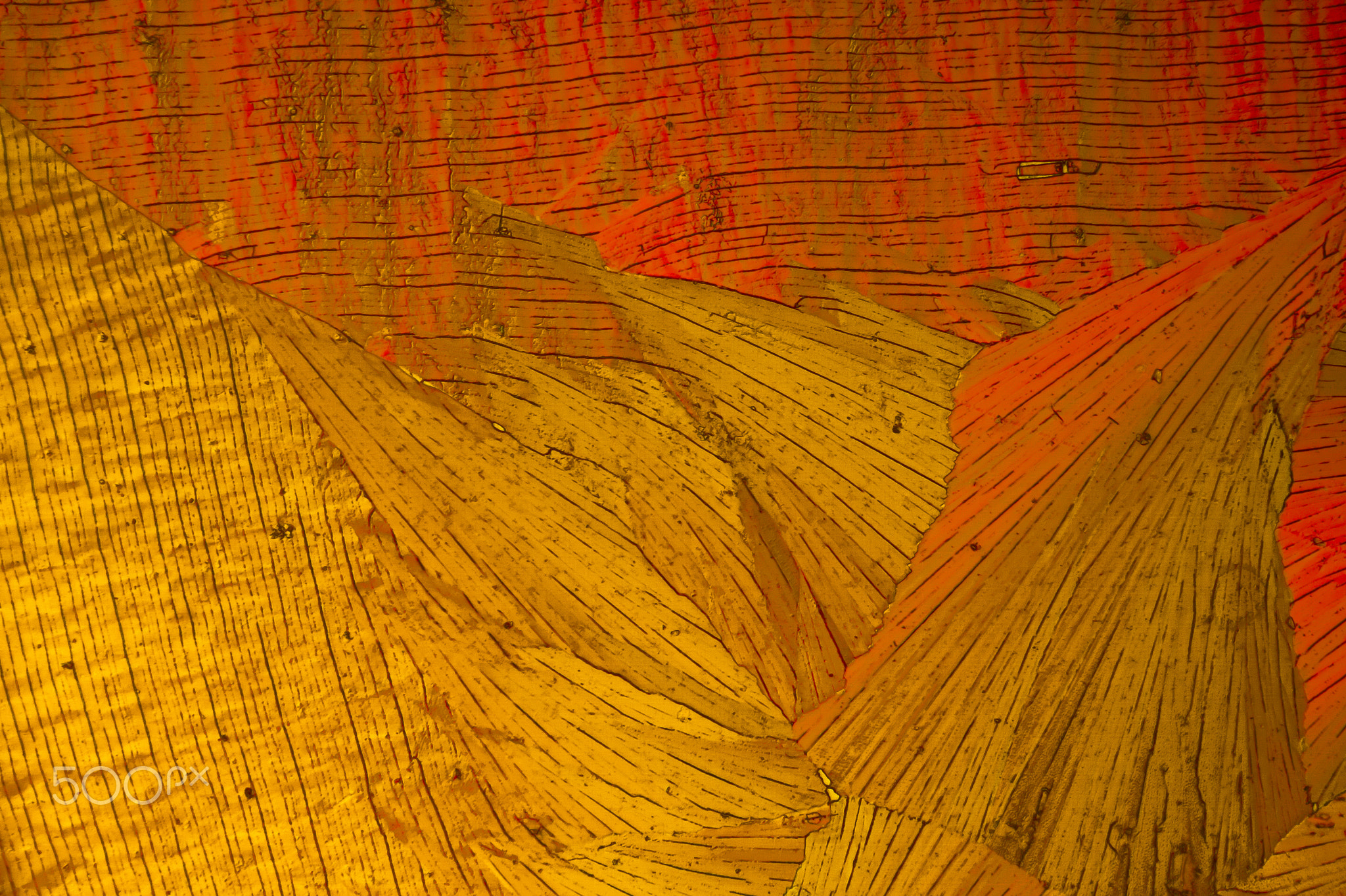 Chemical substance methyl yellow made by a microscope polarized light