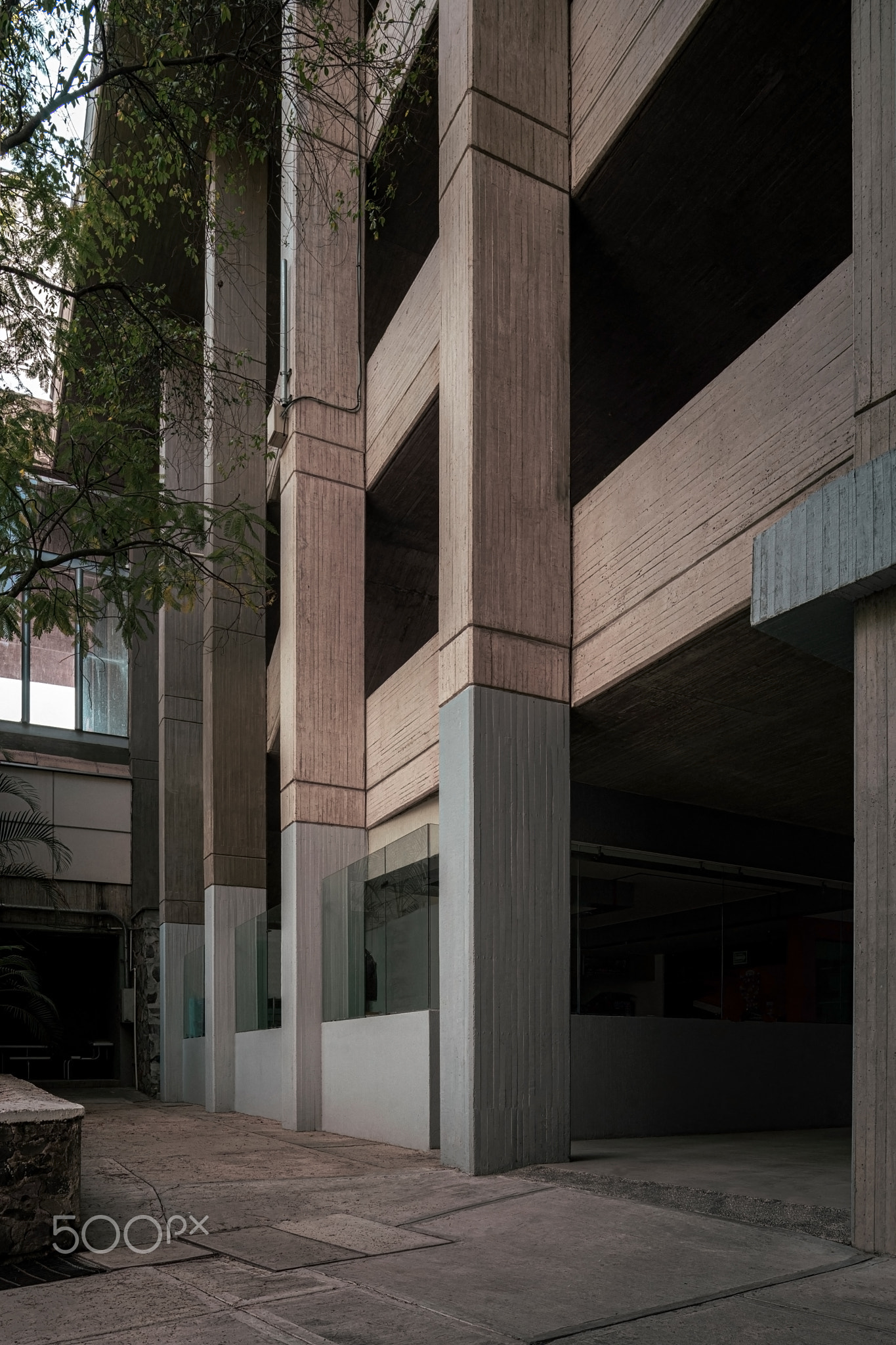 modern concrete architecture cement building brutalist , stairs of an