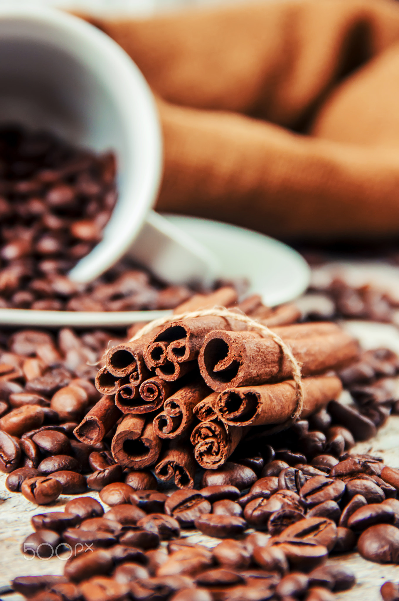 coffee bean. a Cup of coffee. selective focus.