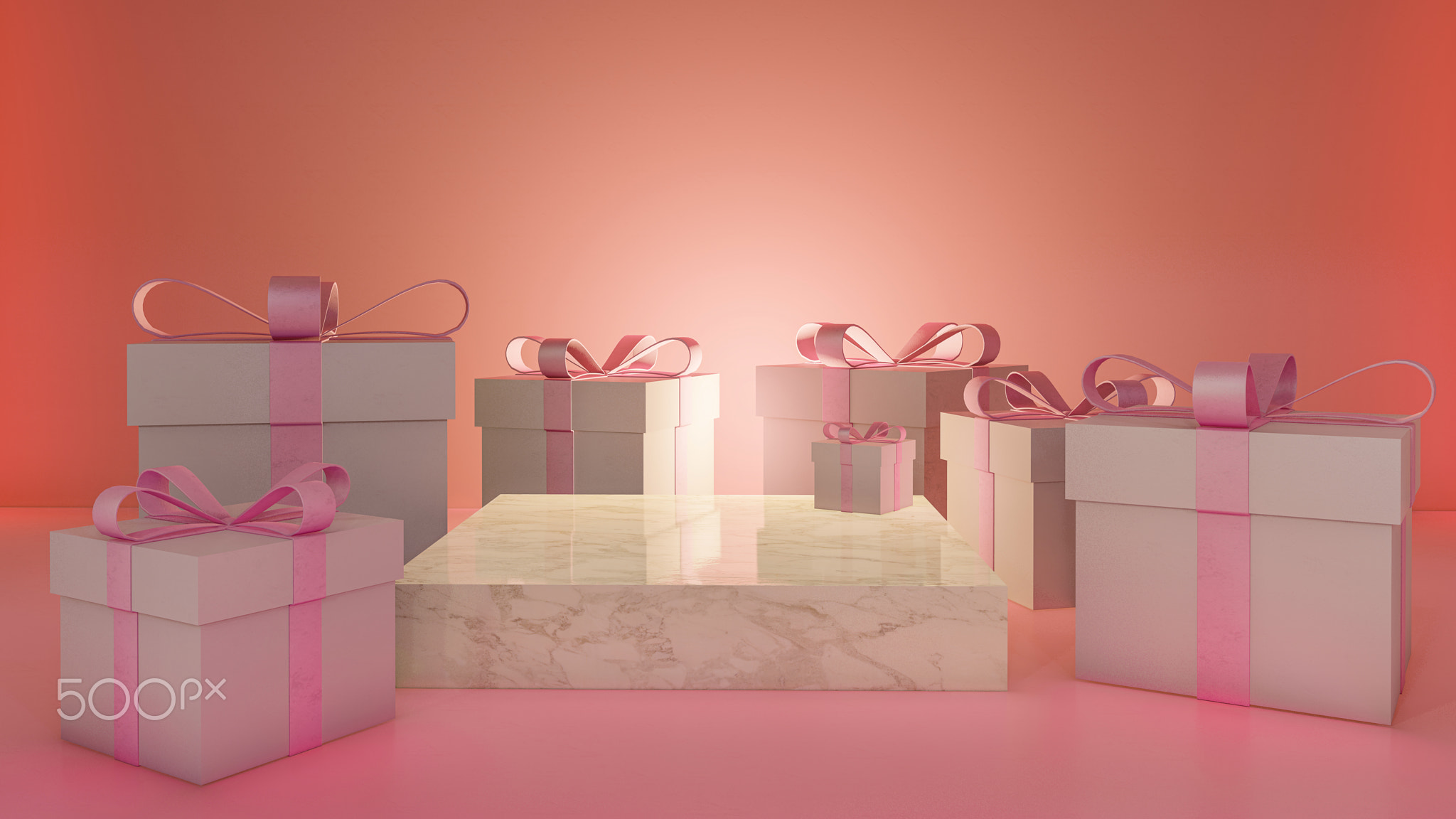 podium, product stand. mock up on a pink background texture background