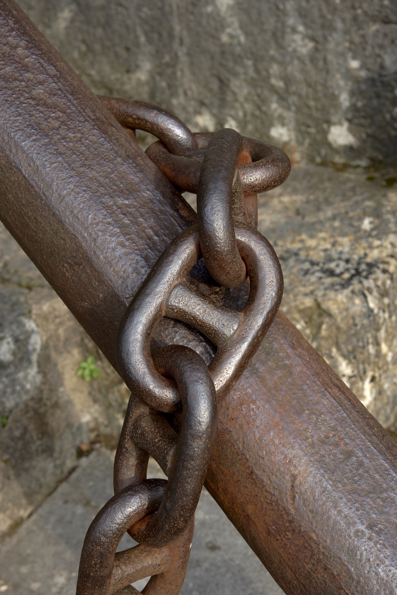 Chain links of a large ship anchor