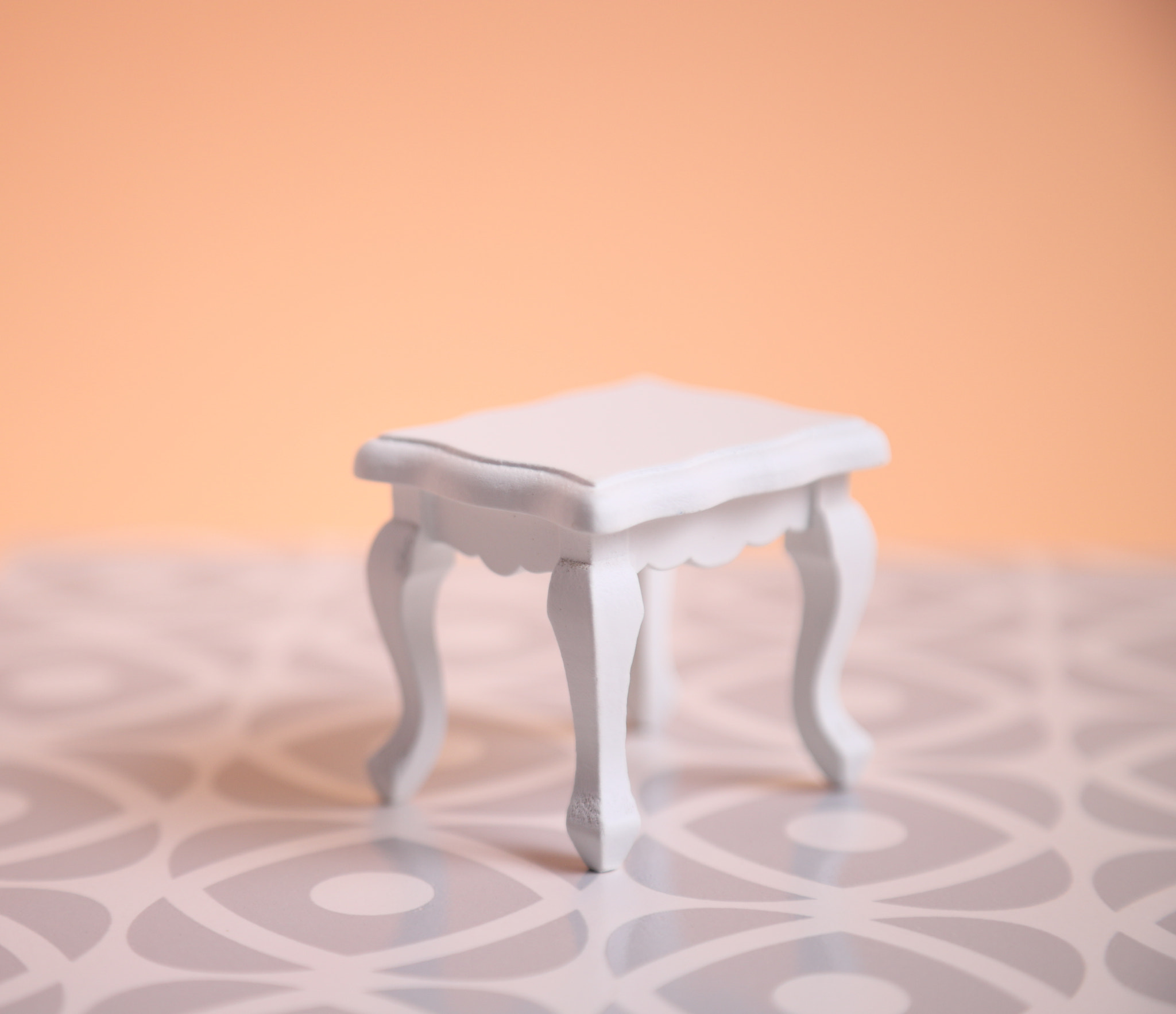 White wooden mini table for doll house