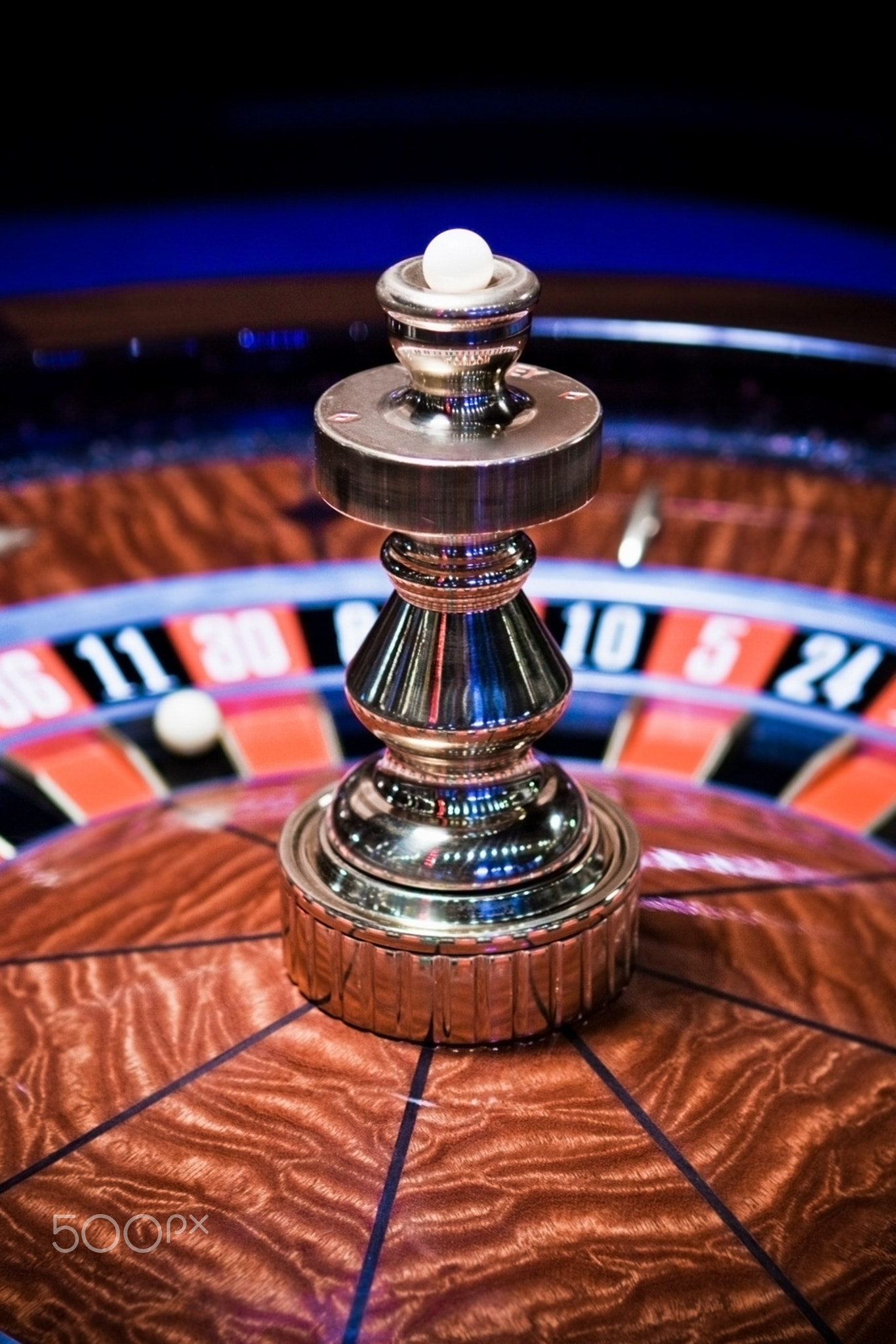 Roulette wheel in casino, gambling ad