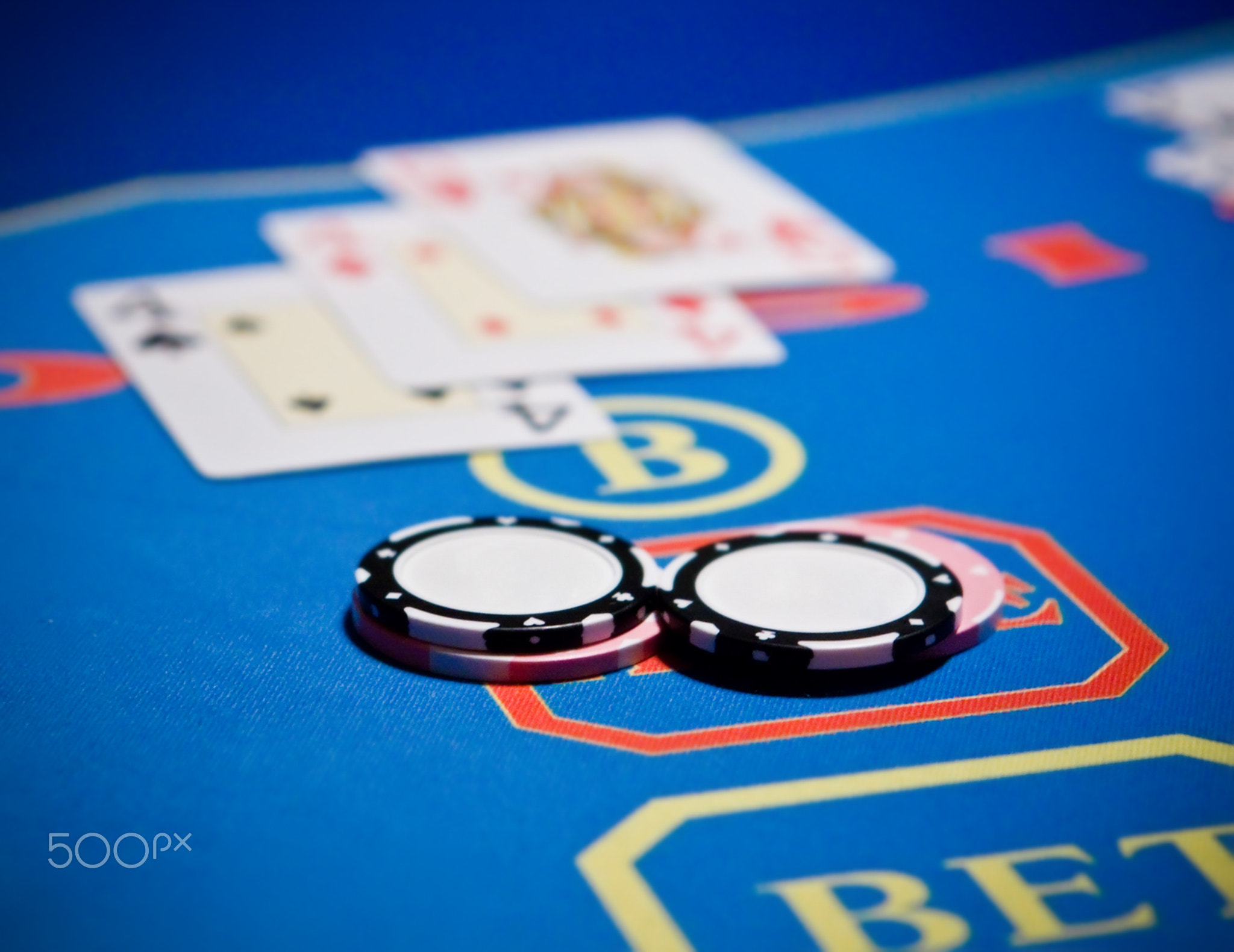 Playing cards game in casino, gambling ad