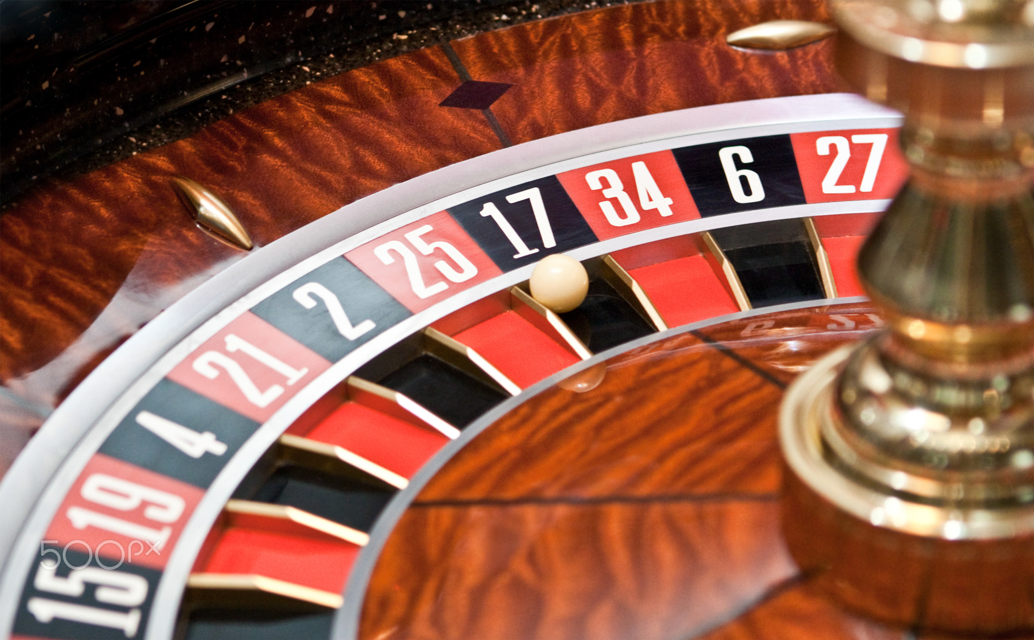 Roulette wheel in casino, gambling ad