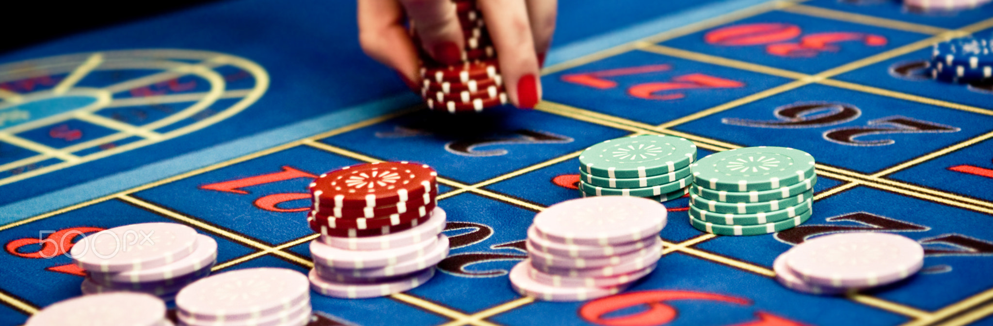 Betting and playing roulette in casino, gambling ad