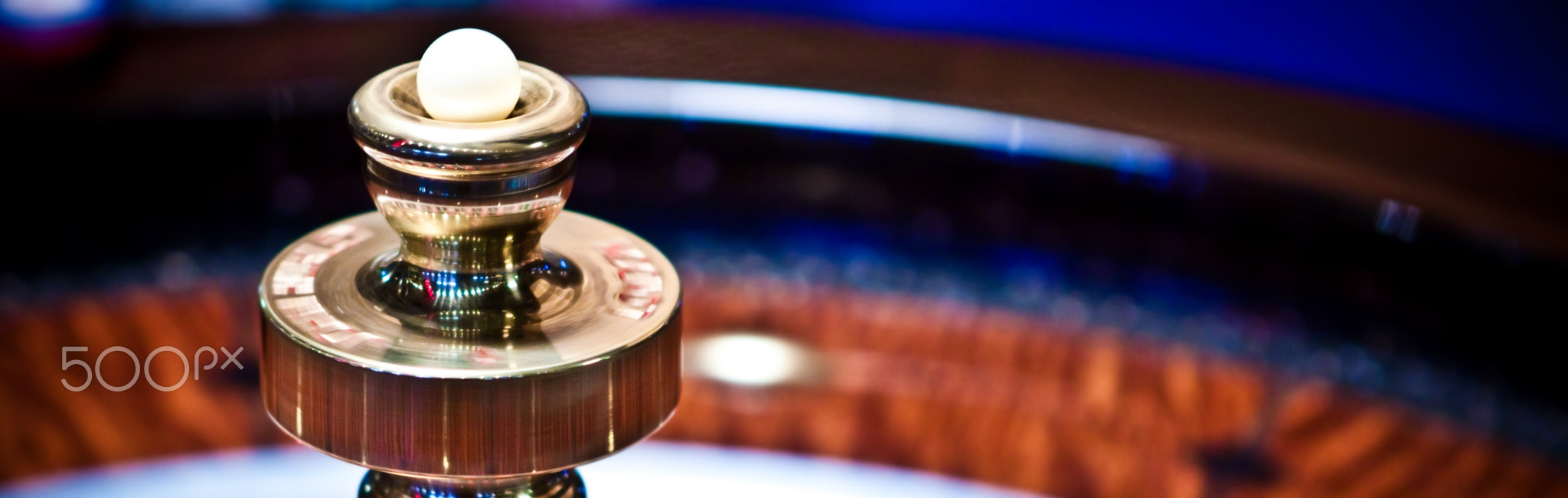 Roulette wheel in casino, gambling ad