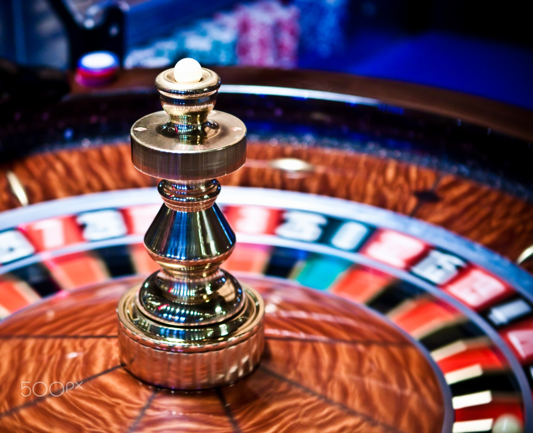 Roulette wheel in casino, gambling ad