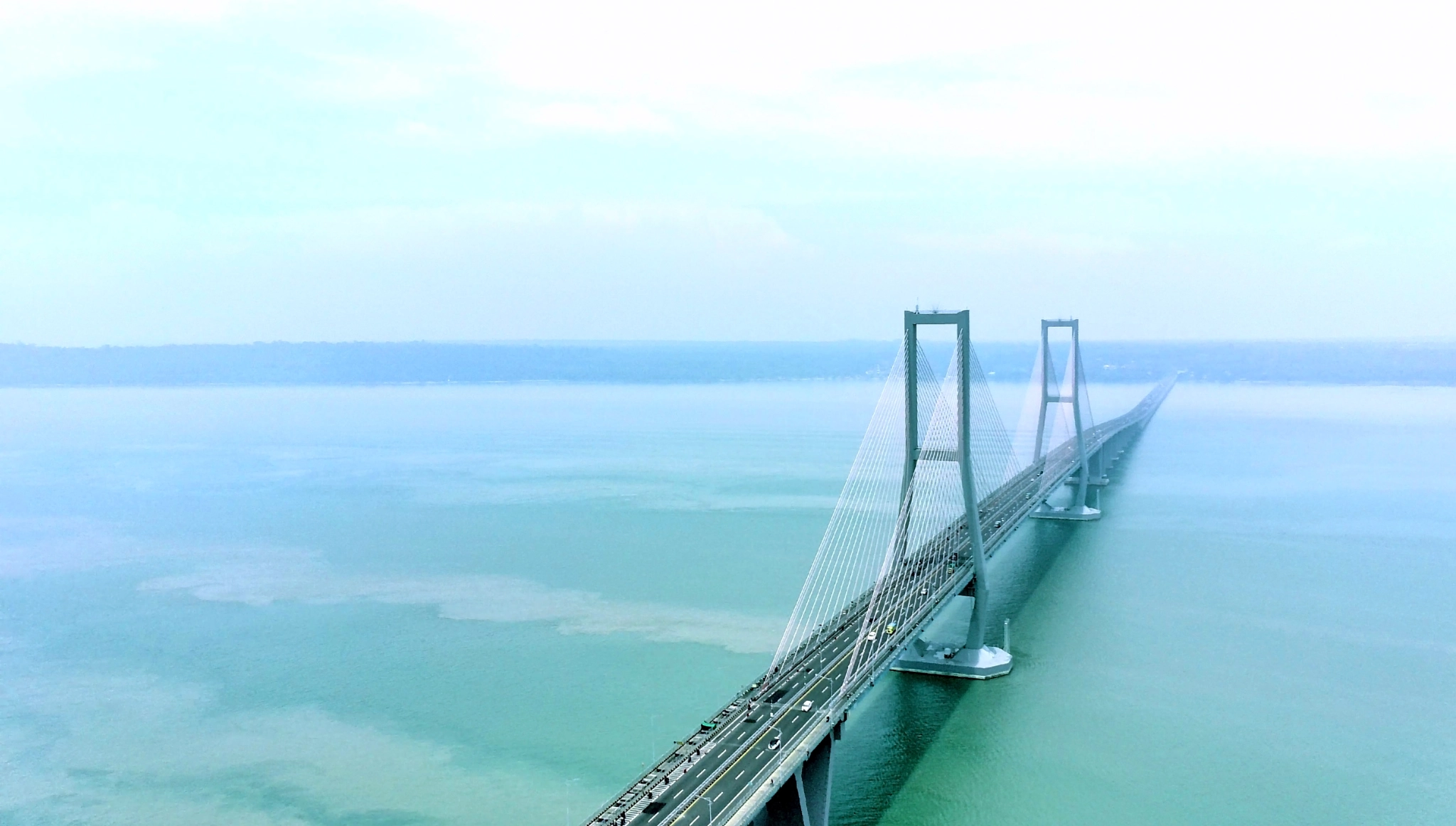 November 21, 2022. View of Suramadu bridge in Surabaya, Indonesia.