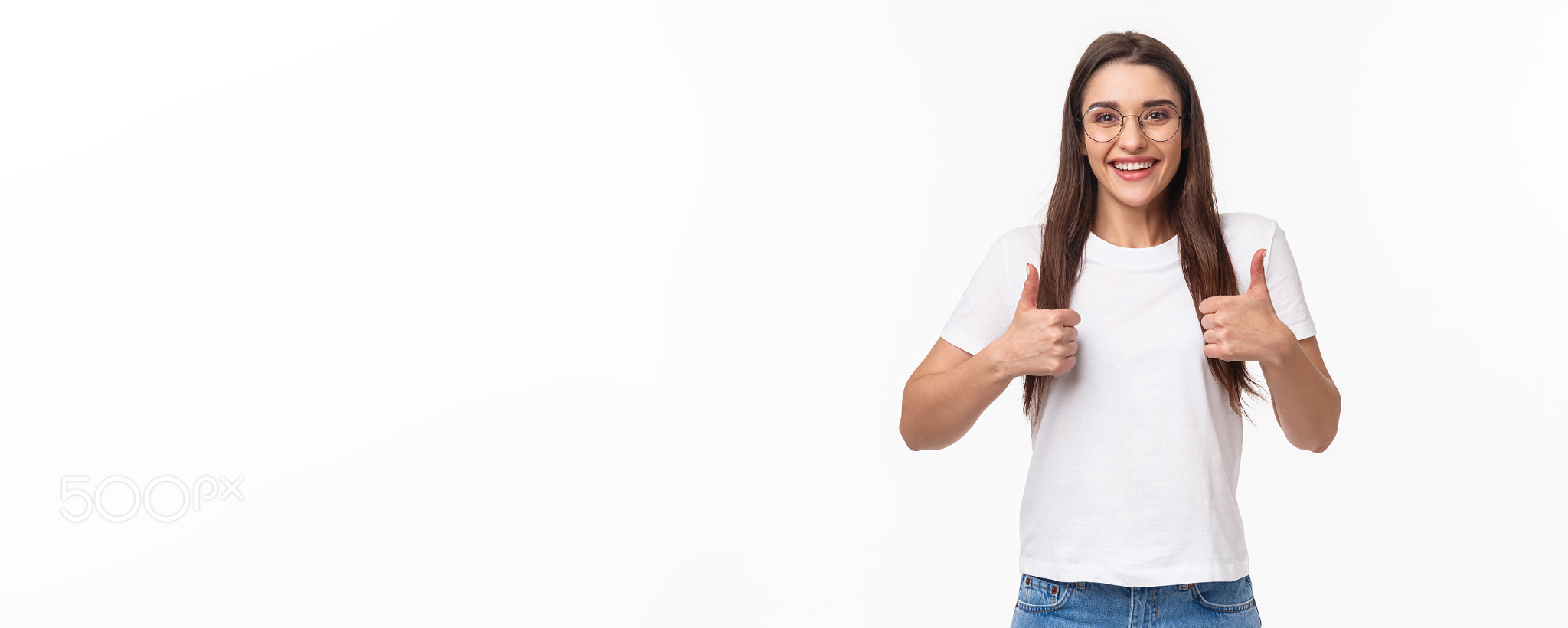 Good idea, lets do it. Enthusiastic smiling caucasian woman in glasses