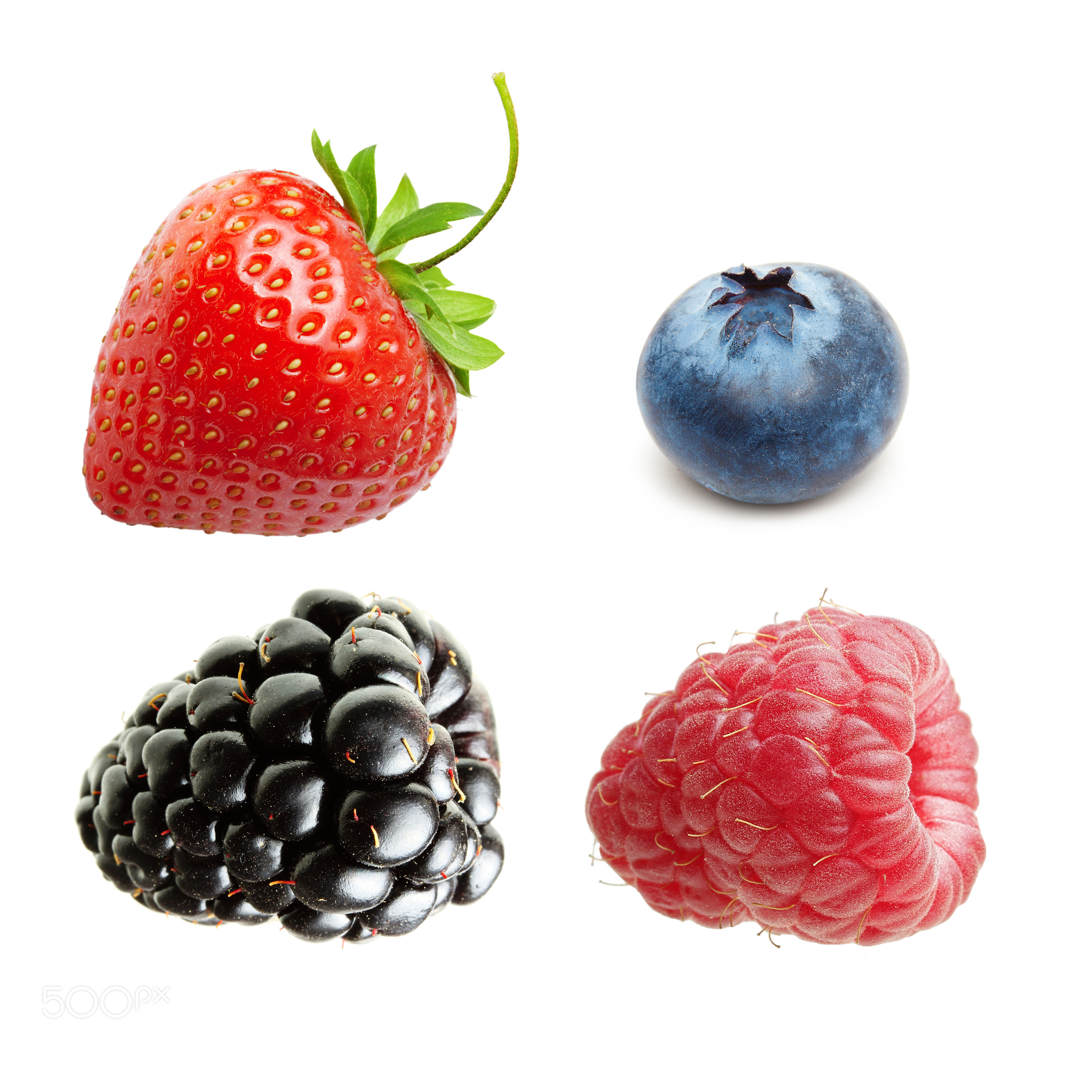 Raspberry, Strawberry and Blueberry Isolated