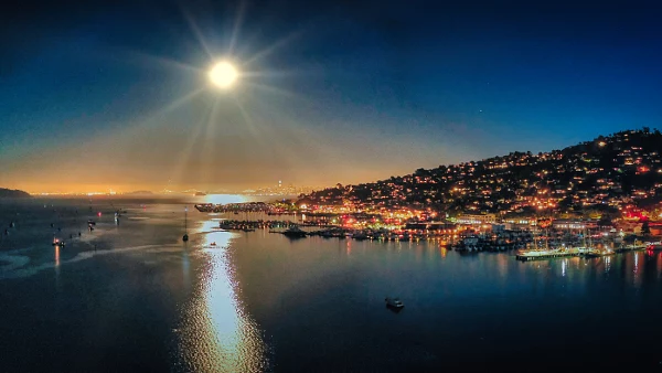 Full Moon Over Sausalito Harbor