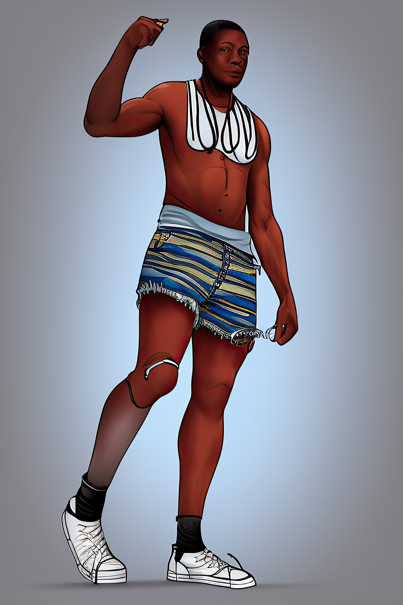 African American boy, urban style illustration, boxer, relaxed, athlete