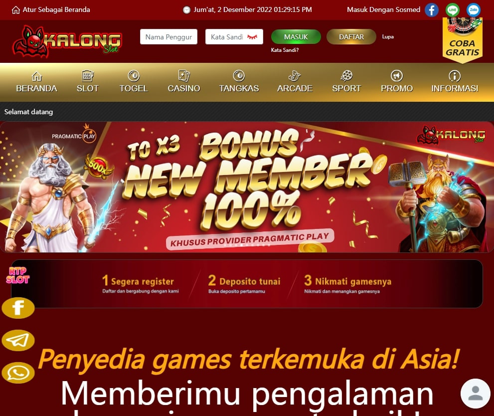 KALONGSLOT Situs Slot Bonus New Member 100% TO x3