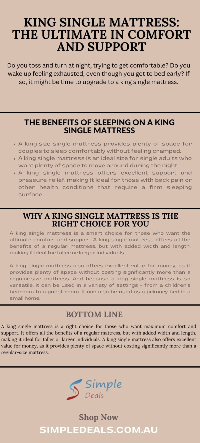 King Single Mattress The Unlimate In Aomfort And Support