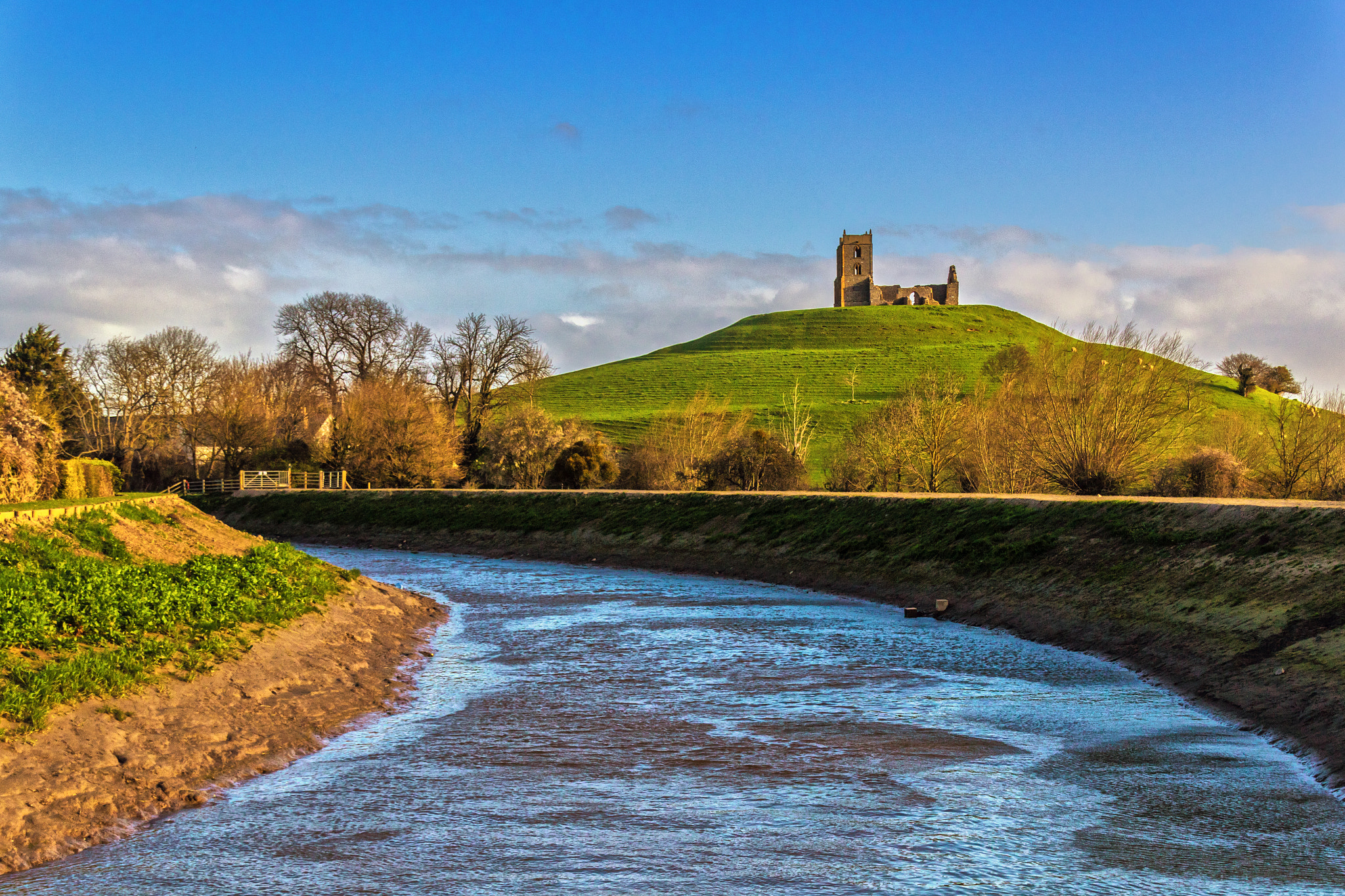 Overlooking The River Parret Towards Burrow Mump