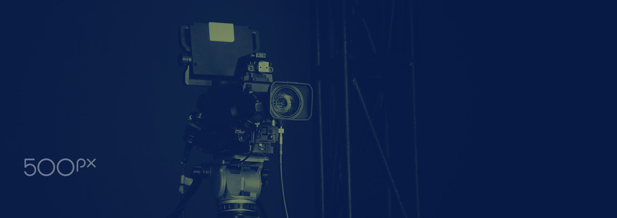 TV Camera broadcast on the crane tripod for shooting or recording and broadcasting