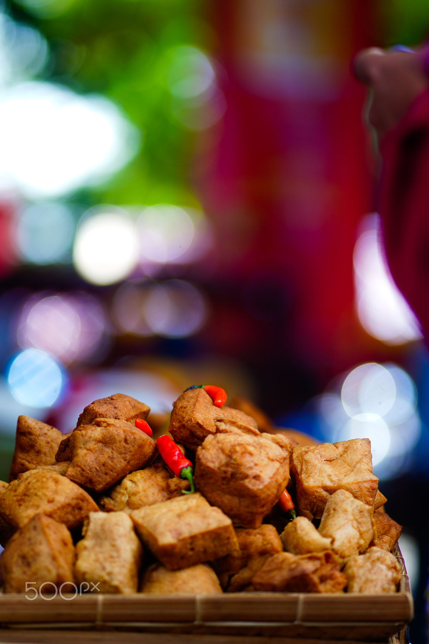 Street foods displays in Semarang. Indonesia. In Chinese New Year 2023