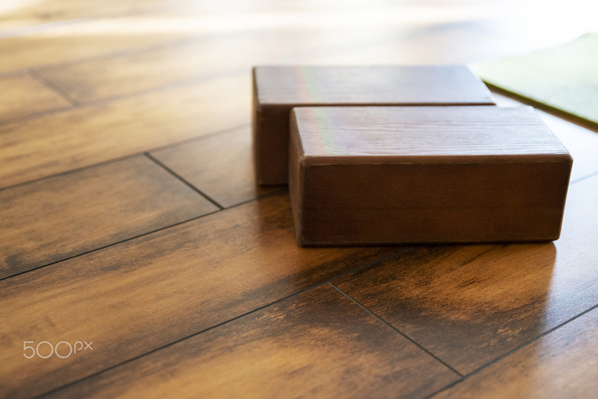 Closeup of wooden blocks yoga equipment in studio: Closeup of wooden blocks yoga equipment in studio