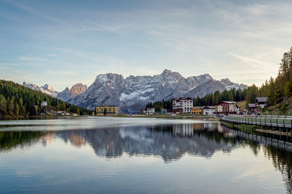 Sunset over Misurina Lake with sky. Dolomites Alp Mountains, Dolomiti Alps, South Tyrol, Italy by Luboš Chlubný on 500px.com