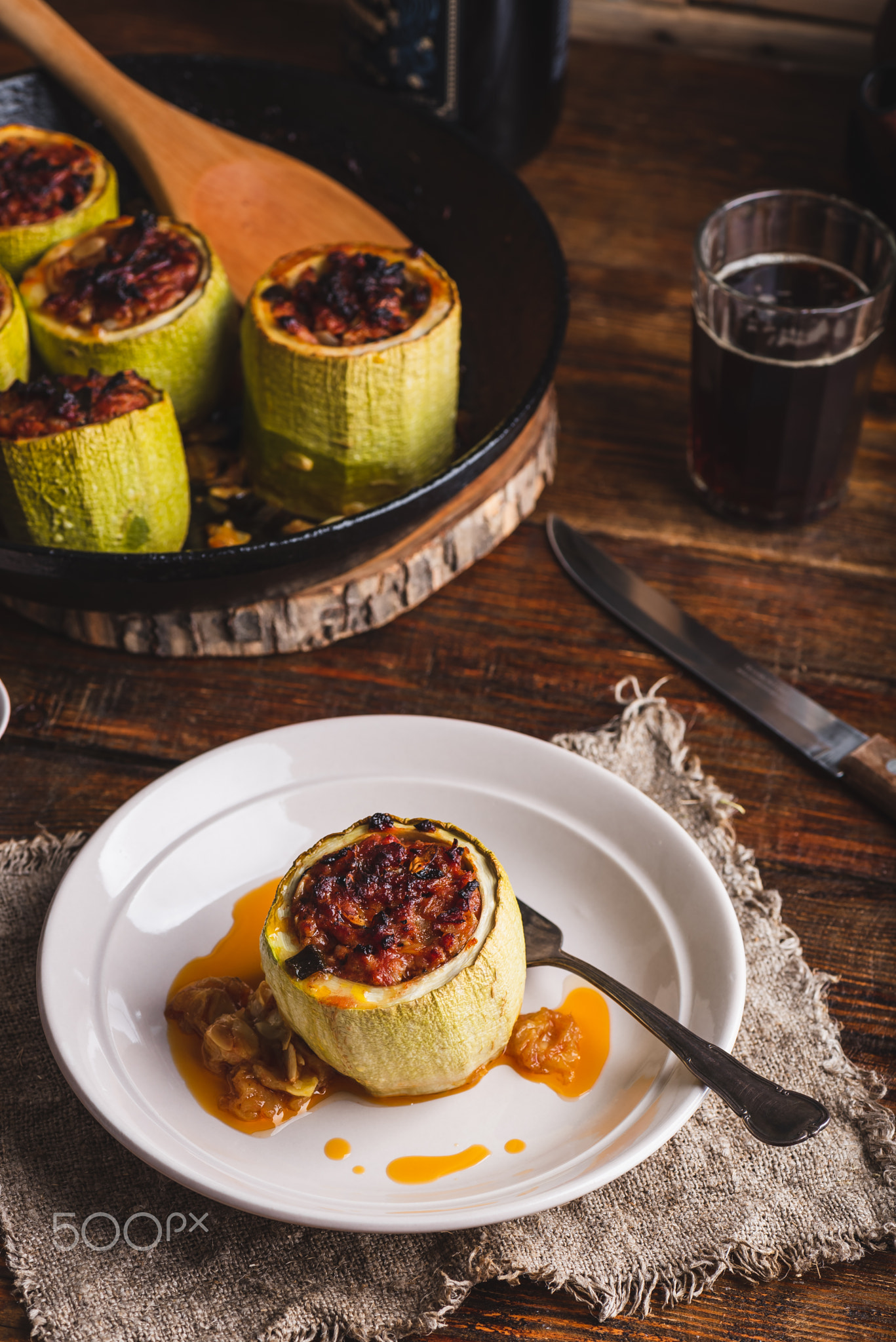 Zucchini Stuffed with Ground Beef