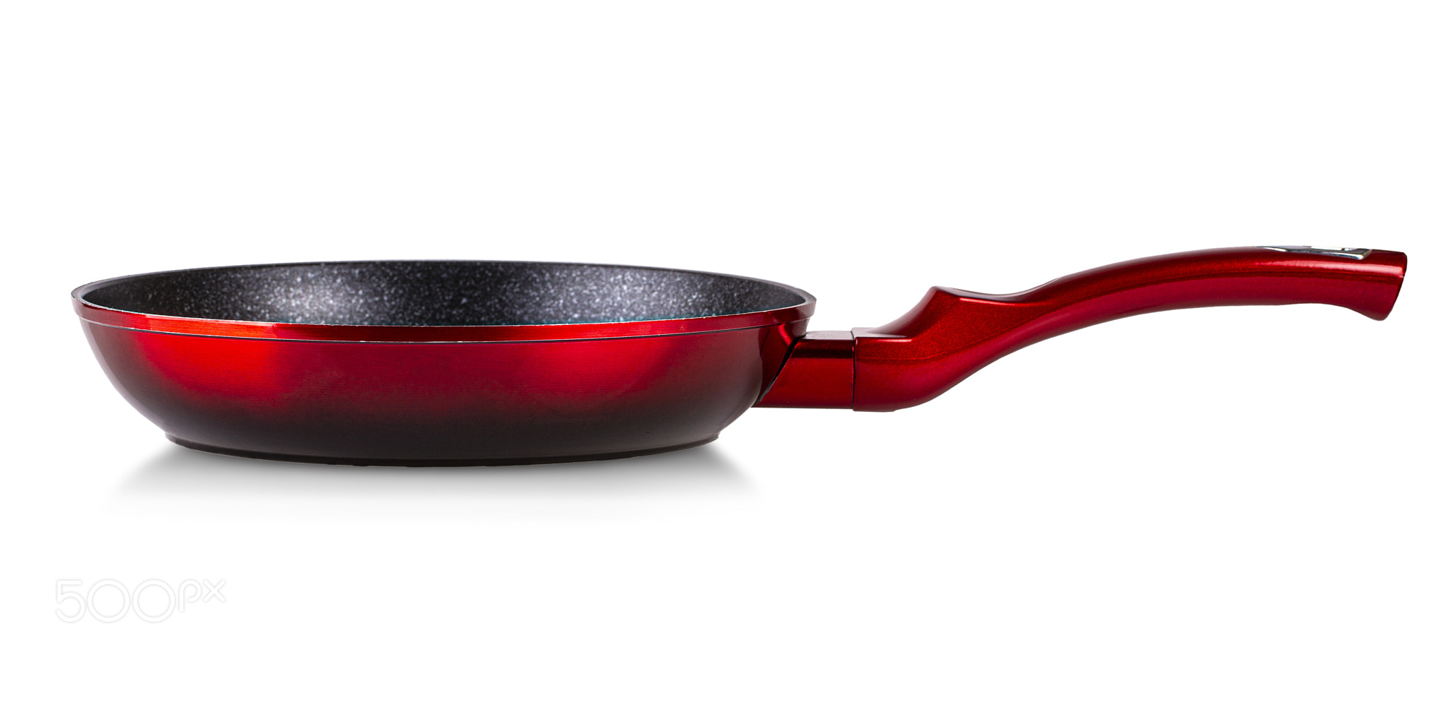 Red Frying pan isolated on white background with clipping path