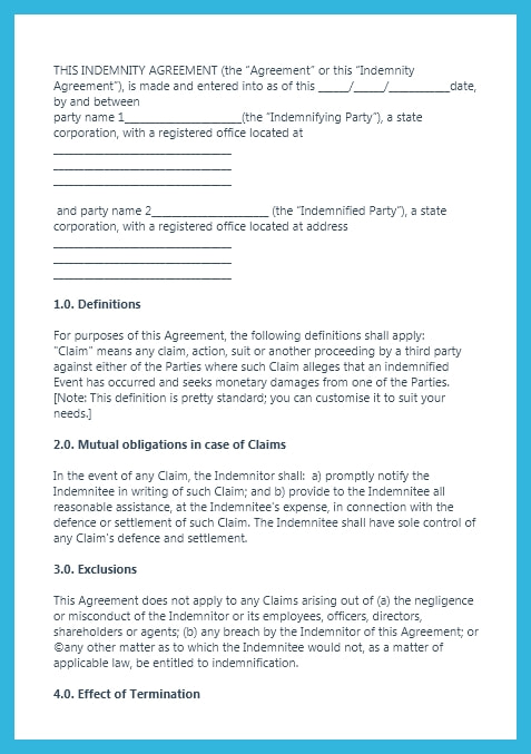 indemnification agreement
