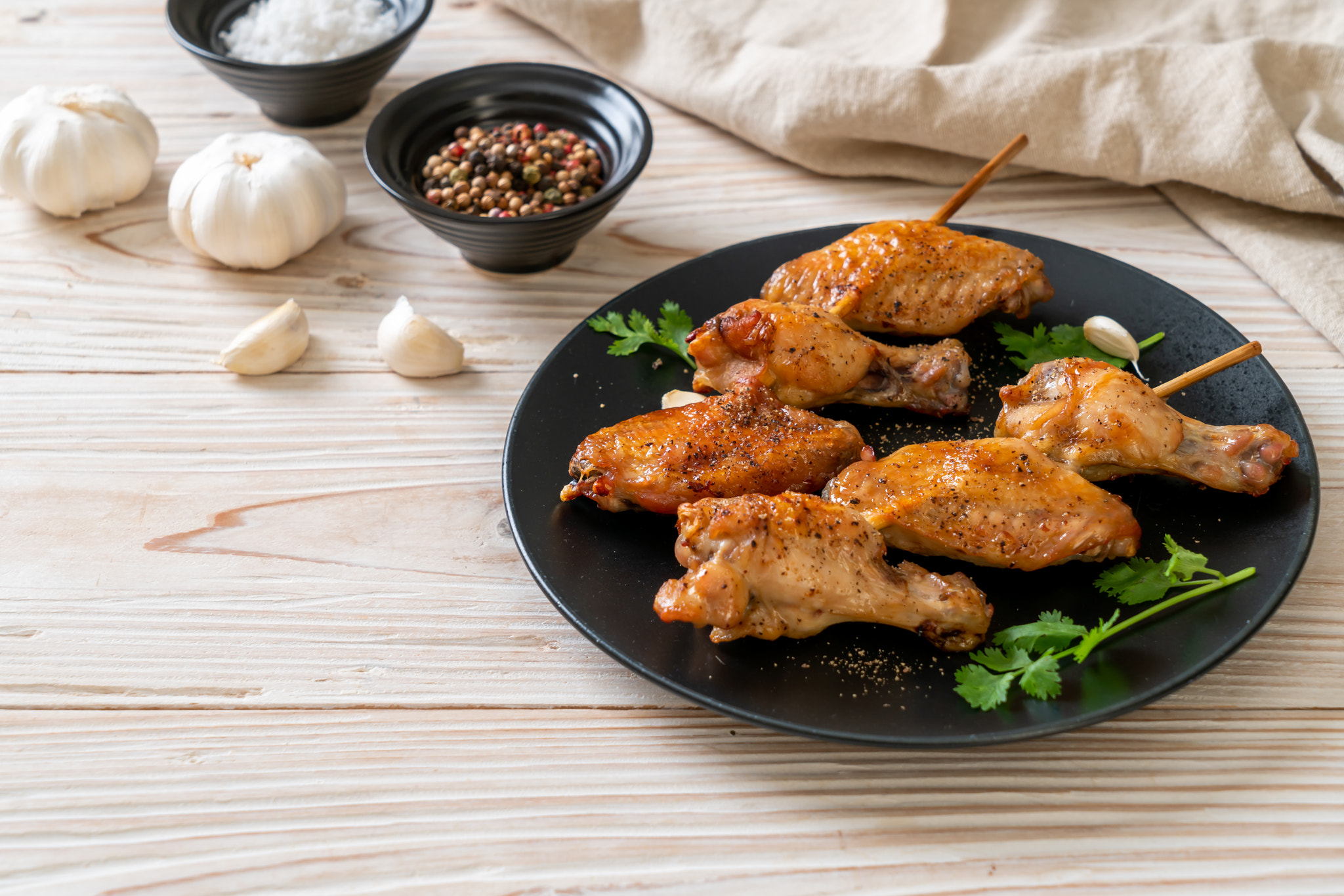 grilled chicken barbecue with pepper and garlic