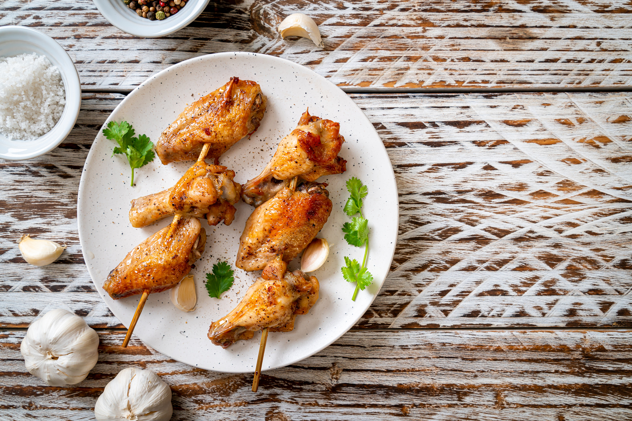 grilled chicken barbecue with pepper and garlic