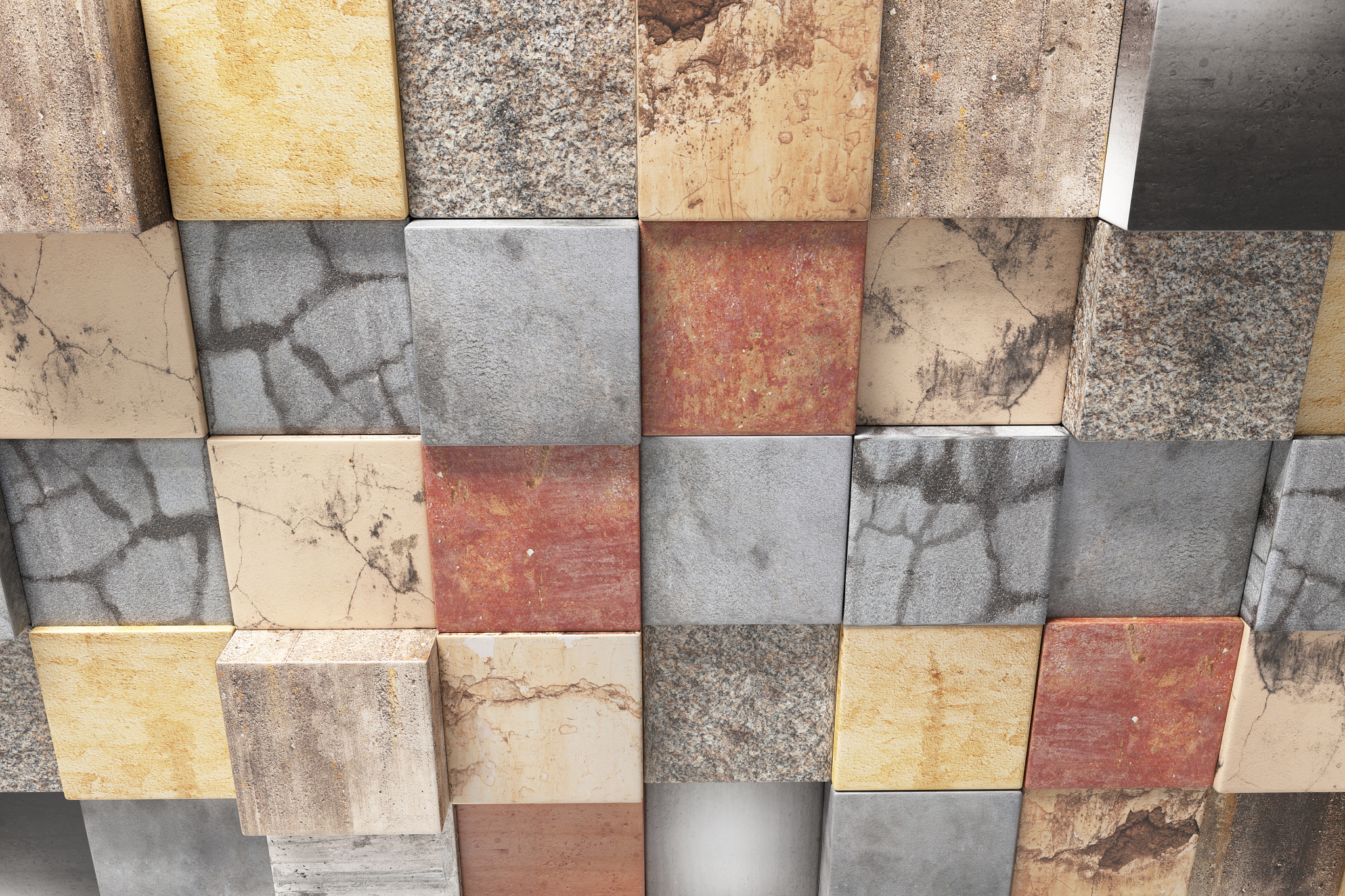 textured stone cubes