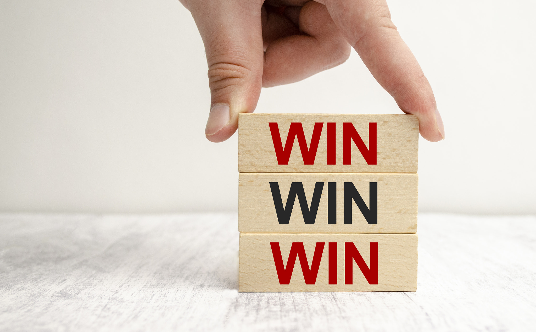 Win-win Situation Marketing and Strategy concept with wooden blocks
