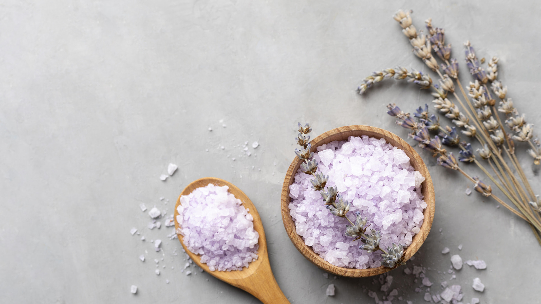 top view organic detox salt lavender