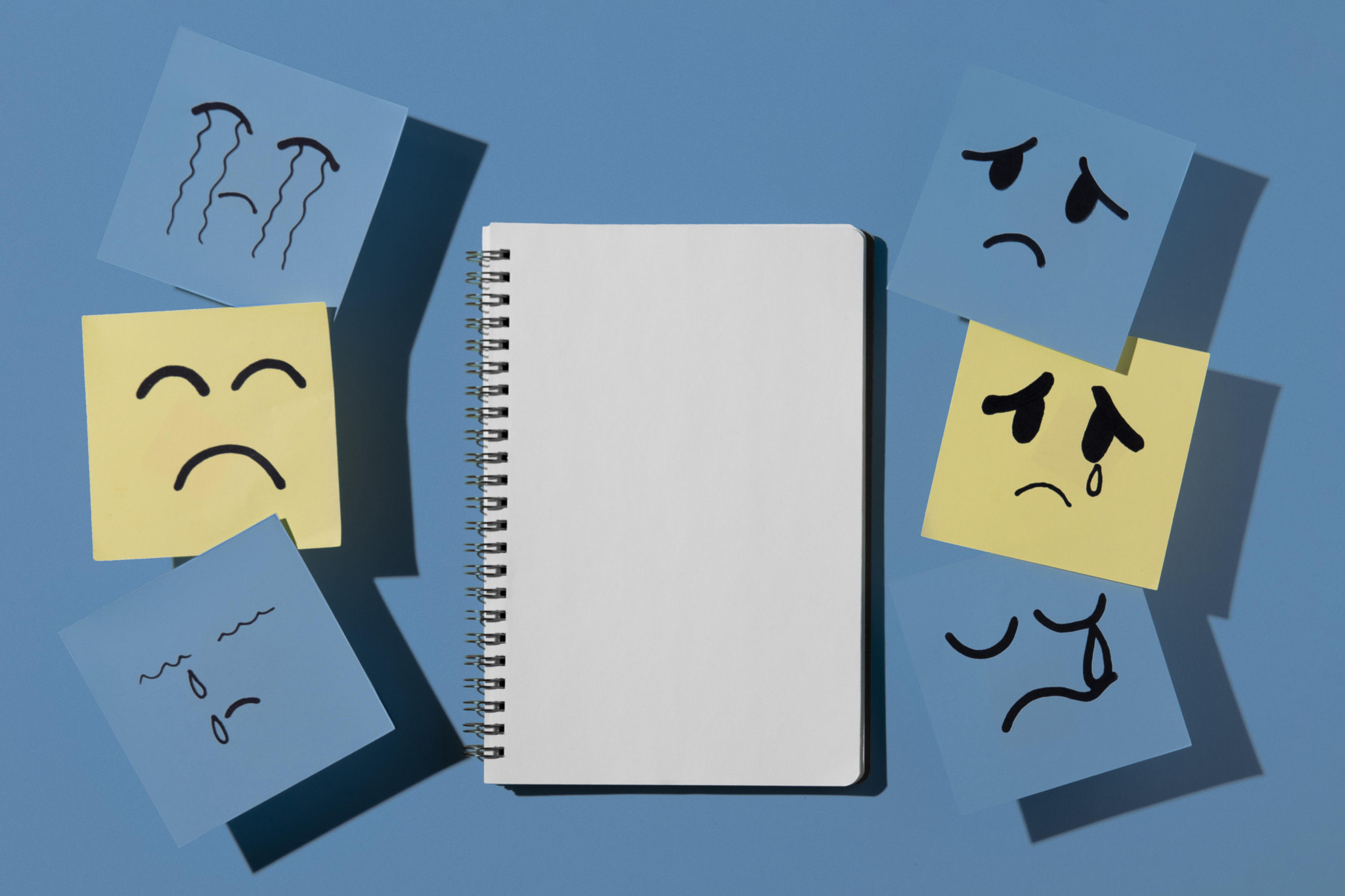 blue monday with sticky notes notebook. High quality and resolution beautiful photo concept