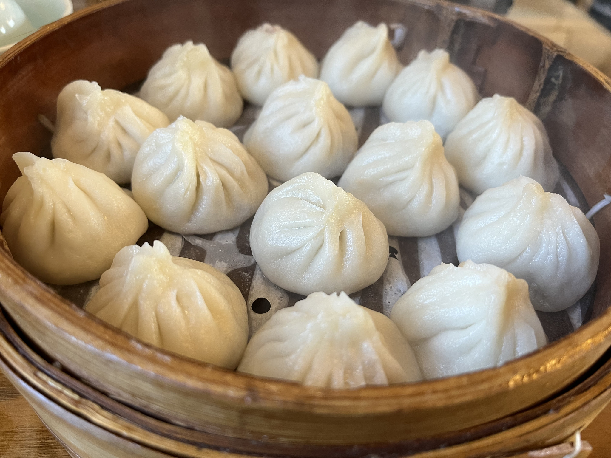 Close-up of dumplings in container on table