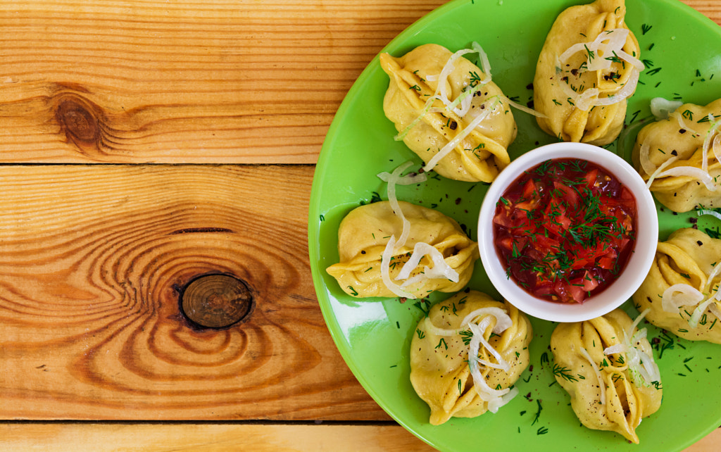 Delicious manti dumplings on wooden background by Ilinca Donceanu on 500px.com