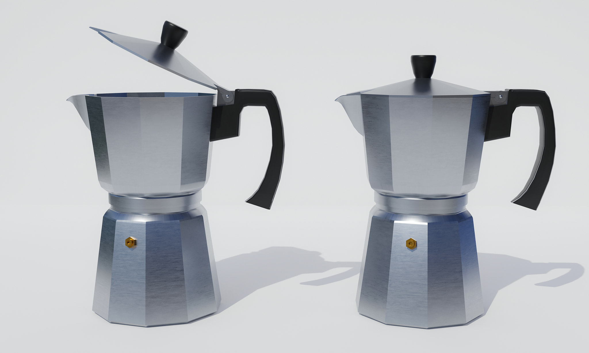 Portable coffee Moka pot for making espresso. Aluminum coffee pot. Use with gas stoves or magnetic s