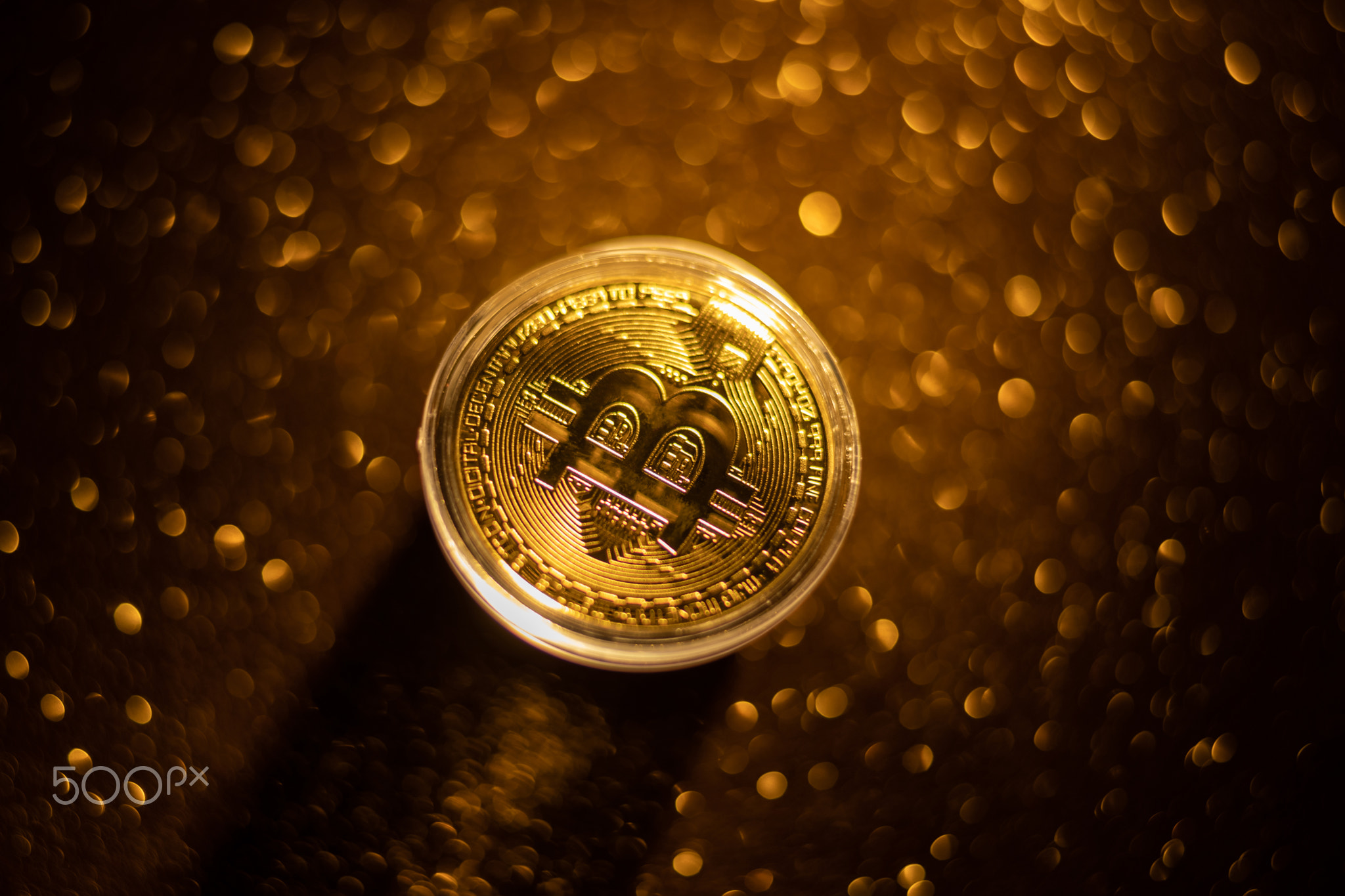 golden Bitcoin virtual money concept