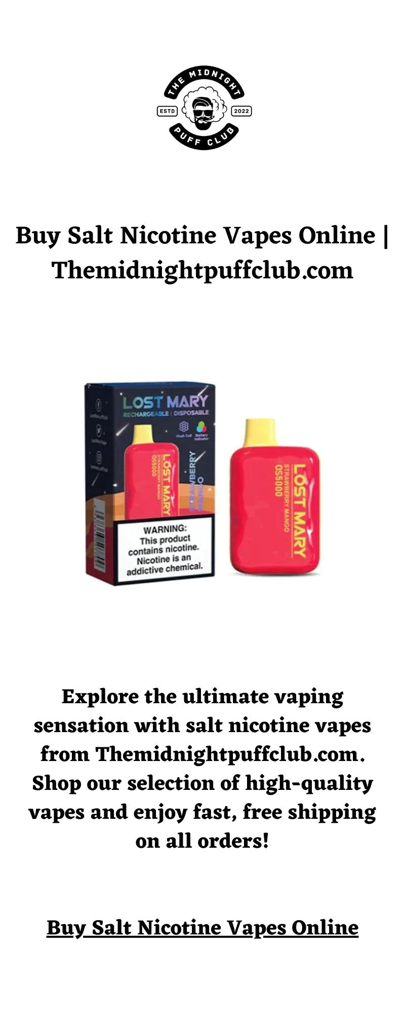 Buy Salt Nicotine Vapes Online - Themidnightpuffclub.com - 1