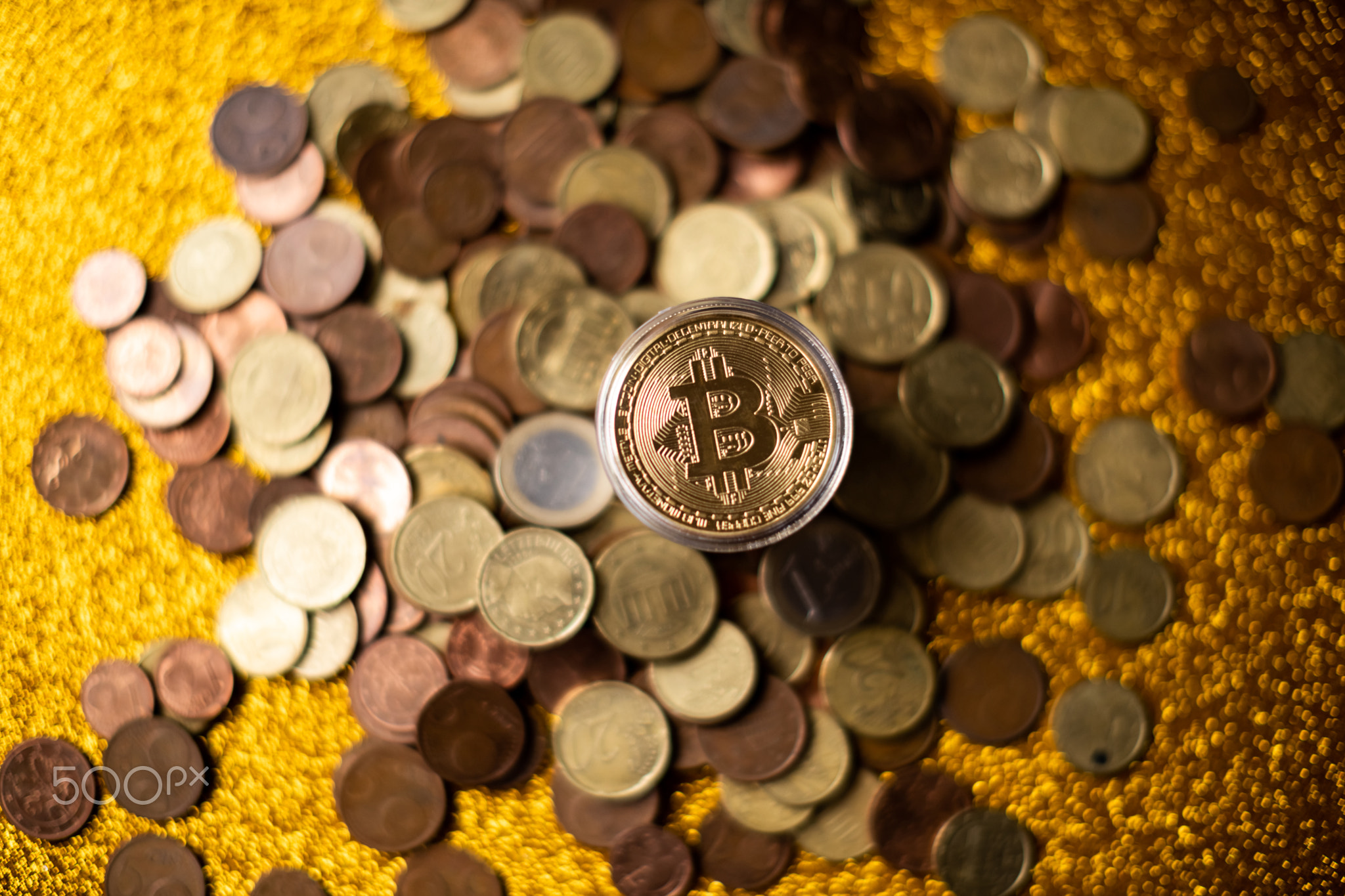 Bitcoin virtual money and fiat money coins euro