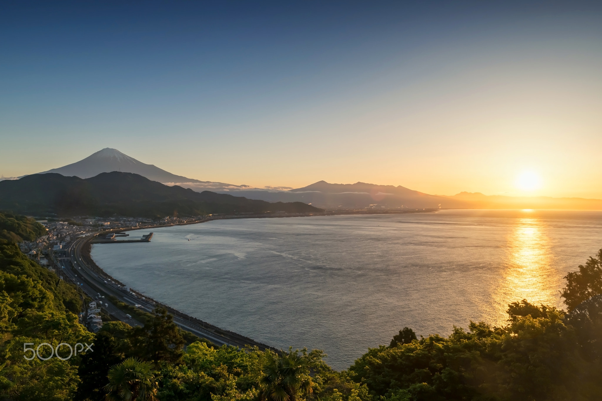 Mt. Fuji seen from Satta Toge pass at sunrise, Shimizu, Shizuoka