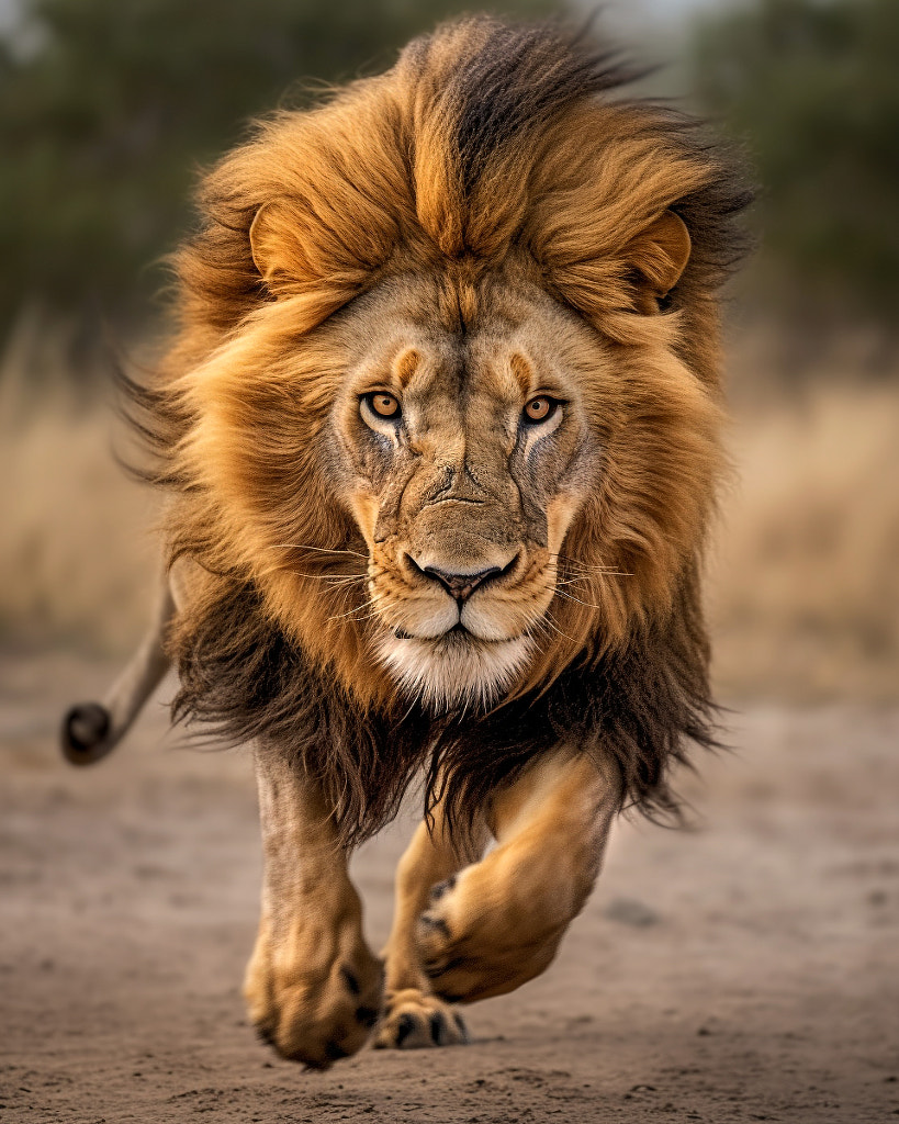 Lion Running Forward by AB Photography / 500px